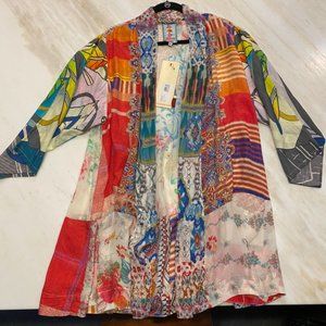 NWT! Johnny Was Catalina Mixed Print Silk Kimono | Multi Color | Size 1X